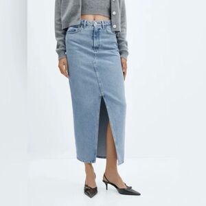 Mango Light Was Denim Maxi Skirt